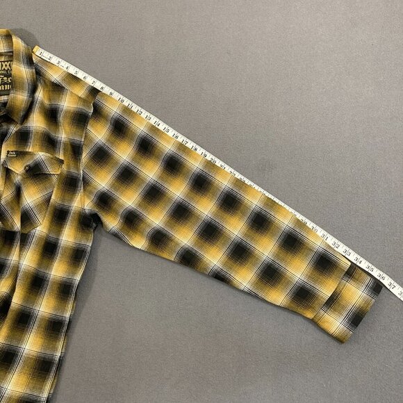 DIXXON The Fxck Cancer Flannel Men's 2X Gold Plaid Button Shirt 2XL - Picture 9 of 10